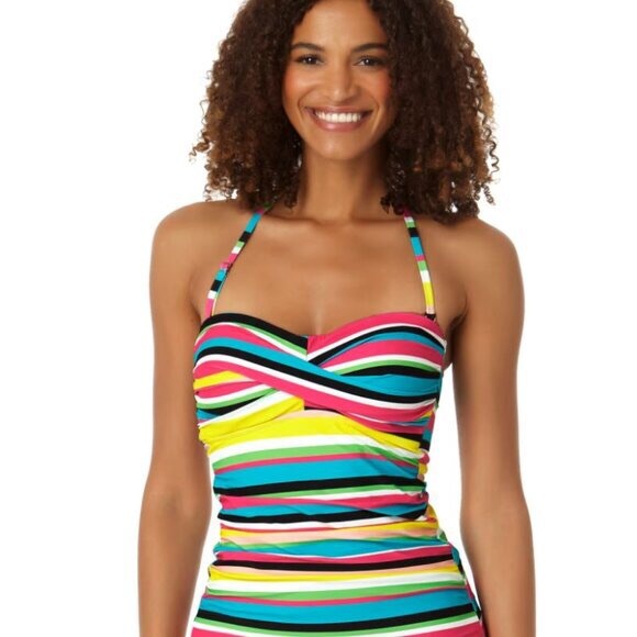 Anne Cole Other - Anne Cole Striped One Piece SwimTankini Top Sz X-Large